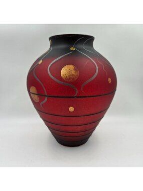 Miracle Studio Vlasta Voborníková Artist Hand Decorated Signed Vase Applied Gold